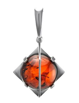 Кулон из натурального вишнёвого янтаря в серебре Сатурн