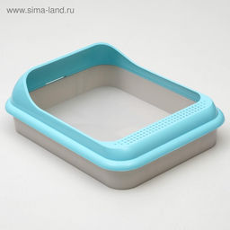 Туалет «Мур-мяу» для кошек, с рамкой 44×34×10 см, голубой