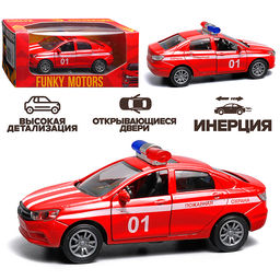 Красная инерционная машинка полицейская вид В die-cast, 1:32