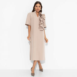 Платье со съемным объемным декором Сияние глянца (nude)