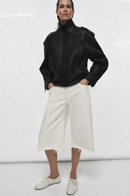 LEATHER BOMBER JACKET ZW COLLECTION LIMITED EDITION - Zara фото 24