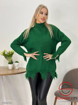 Теплая длинная кофта (низ рваный) - Bruno фото 8