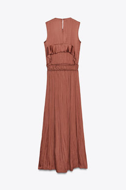 SATIN MIDI DRESS WITH BACK FRILL - Zara фото 8