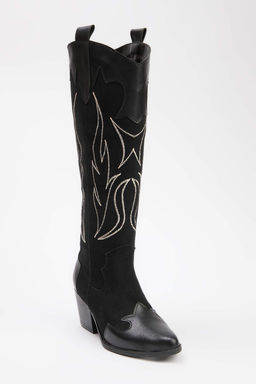 Siyah Isleme Detayl? Kad?n Kovboy Cizme TAKAW26CZ00044 - Trendyolmilla фото 3
