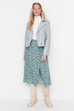 TRENDYOLMILLA Siyah Y?rtmac Detayl? Cicek Desenli Viskon Kumasl? Midi Dokuma Etek TWOSS20ET0230 фото 17