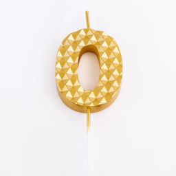 Свеча в торт на шпажке «Соты», цифра 0, 7 см, золото