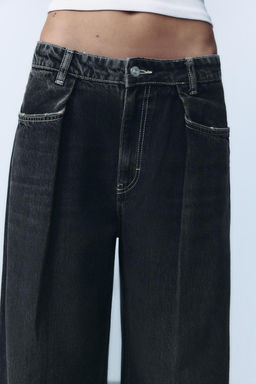 TRF RELAXED FIT HIGH-WAIST JEANS WITH PLEATS - Zara фото 3