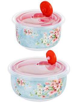 Набор 2 салатников 560 мл 13*13*6,5 см + 260 мл 10,5*10,5*6 см Яблоневый цвет на голубом без зол.к - Elan gallery фото 25