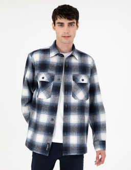 Lacivert Oversize Uzun Kollu Oduncu G_mlek