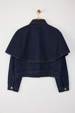 Kahverengi C?kar?labilir Pelerinli Denim Panco Ceket TWOAW26CE00001 - Trendyolmilla фото 6