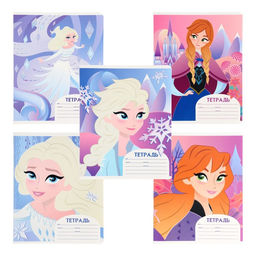 Цена за 20 шт. Тетрадь в клетку 12 листов, 5 видов МИКС, обложка мелованный картон, «Холодное сердце»