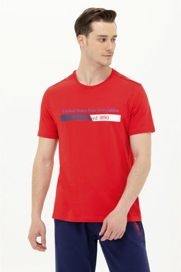 Мужская красная футболка с круглым вырезом - U.s. polo assn фото 9