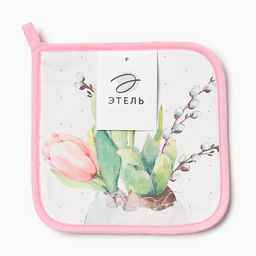 Прихватка ЭтельТюльпаны 19х19 саржа,100% х/л,ватин 250г/м2  фото 9