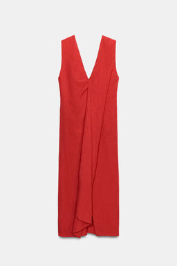 VESTIDO MIDI FRUNCE ZW COLLECTION / Rojo - Zara фото 3