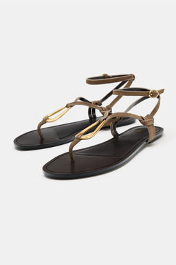 SANDALIA PIEL PIEZA MET?LICA / Beige - Zara фото 4