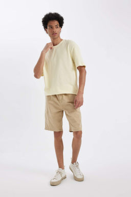 Regular Fit Gabardin Bermuda Sort - Defacto фото 4