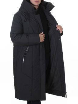 A615 GRAY/BLUE Пальто зимнее женское (верблюжья шерсть, 120 гр. холлофайбер)