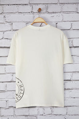 Ekru Oversize/Geni_ Kesim Tropikal Bask_l_ %100 Pamuk T-Shirt TMNSS25TS00219 - Trendyolmilla фото 2