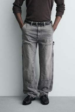 JEANS BOLSILLO CARPINTERO LAVADO / Gris - Zara фото 2