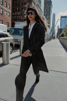 LONG COAT WITH SHOULDER PADS