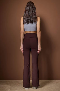 Kahverengi F?rcal? Soft Kumas Bel Katlamal? Flare/Ispanyol Paca Yoga Orme Spor Tayt THMAW26TY00001