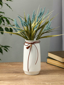 Ваза для цветов «Шерон», классика шнур, 20×9.5×8 см, керамика, белая