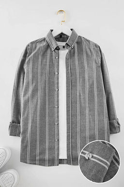 Siyah Slim Fit D__meli Yaka _nce _izgili G_mlek TMNSS20GO0092