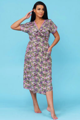 Халат женский, цвет фиолетовый зеленый