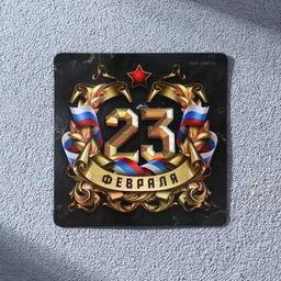 Цена за 4 шт. Магнит полимерный 23 Февраля, 7?7 см