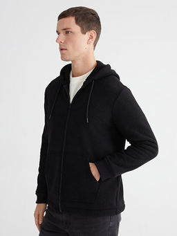 Kap??onlu Polar Erkek Fermuarl? Sweatshirt