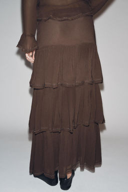 ZW COLLECTION BEADED RUFFLED SKIRT - Zara фото 3