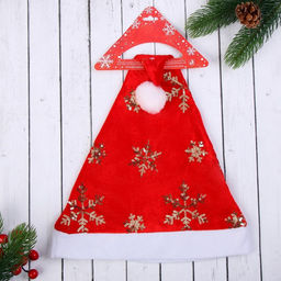 Колпак новогодний Золотистые снежинки 28х36 см, красно-золотой - Зимнее волшебство фото 7