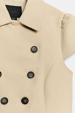 CHAQUETA MANGA CORTA DOBLE BOTONADURA / Tostado - Zara фото 6
