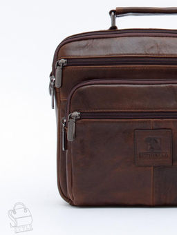 Сумка мужская кожаная 608M brown Fuzhiniao