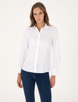 Beyaz Slim Fit Uzun Kollu G_mlek