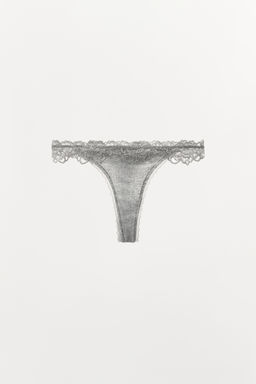 TANGA POINTELLE ENCAJE / Gris