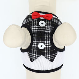 Комплект с мягкой шлейкойи бантиком Клетка, L, поводок 120 x 1,5 см, ОГ 35-50 см, чёрный 96837 - Пижон фото 6