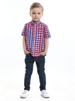 Рубашка для мальчика UD 7903 синяя клетка - Mini maxi фото 16