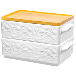 Набор 2 блюд д/холодца 800 мл 20,5*12*12 см "Тюльпаны" + бамбуковая крышка