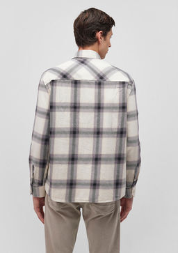 Kareli Gri Shirt - Mavi фото 4