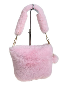 Женская сумка из искусственного меха, цвет розовый