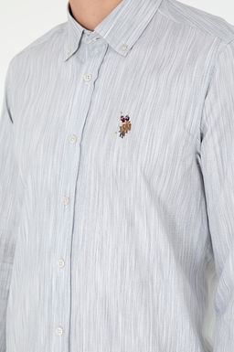 Мужская светло-серая рубашка с длинным рукавом - U.s. polo assn фото 7