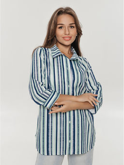 Жанетта туника женская (полоса синий) - Lovetex фото 56