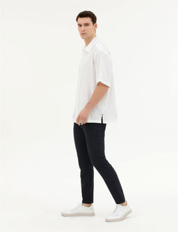 Lacivert Slim Fit _izgili Kanvas Pantolon