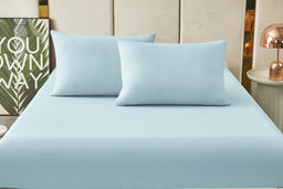 Комплект постельных принадлежностей, простыня на резинке  Борт 25 + 2 наволочки 70*70 голубой