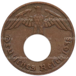 Монета 1 рейхспфенниг 1938 года E Германия