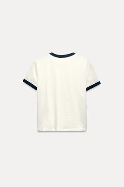 RIBBED T-SHIRT WITH SLOGAN - Zara фото 7