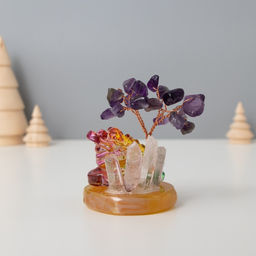 Фигурка «Деревце под защитой жабы», стекло, металл, 18 камней, фиолетовый, 5.5×5.5×9 см