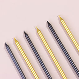 Свечи в торт Ройс, 6 шт, высокие, 13 см, чёрные и золотые - Страна карнавалия фото 5