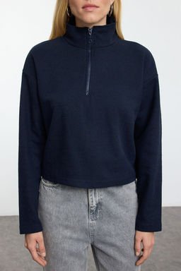 TRENDYOLMILLA Lacivert-Gri 2Li Paket Selanik Regular/Normal Kal?p Fermuarl? Yaka Orme Sweatshirt TWOAW25SW00120  фото 5